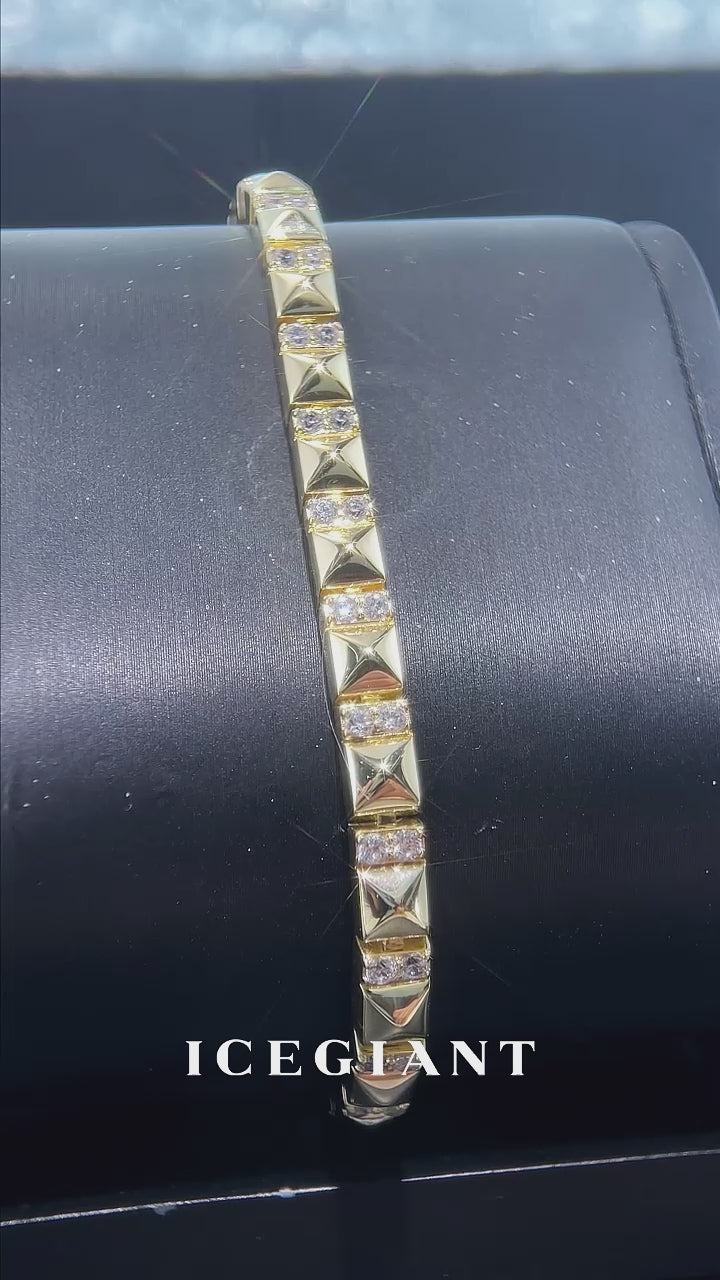 S925 Polished Pyramid Moissanite Tennis Bracelet