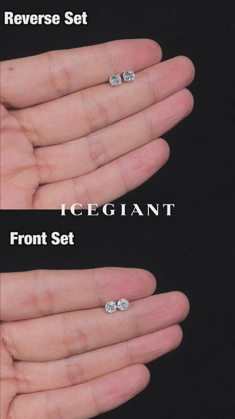 Spiky 1CT Moissanite Reverse Set Round Studs