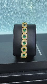 Moissanite Emerald Cushion Cut Bracelet