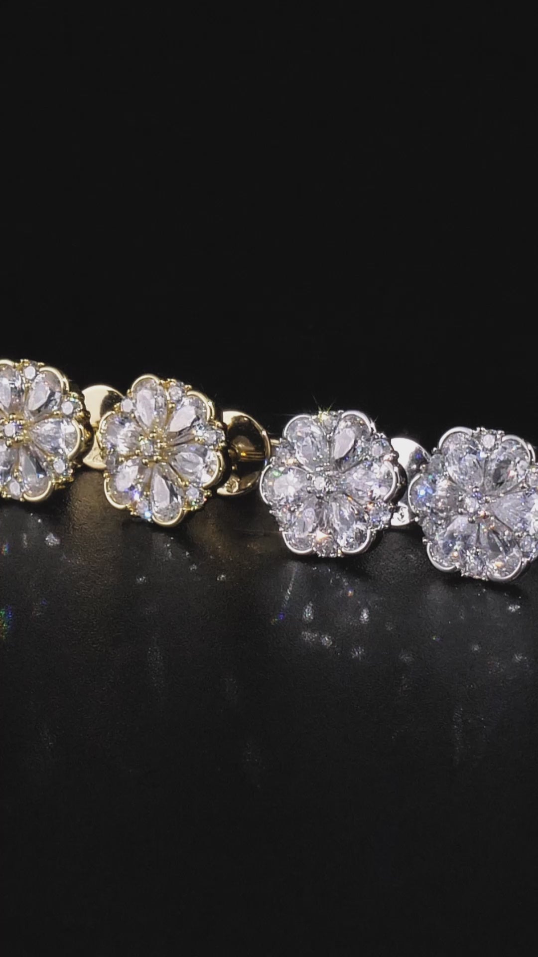 Pear Cut Moissanite Petal Cluster Stud Earrings