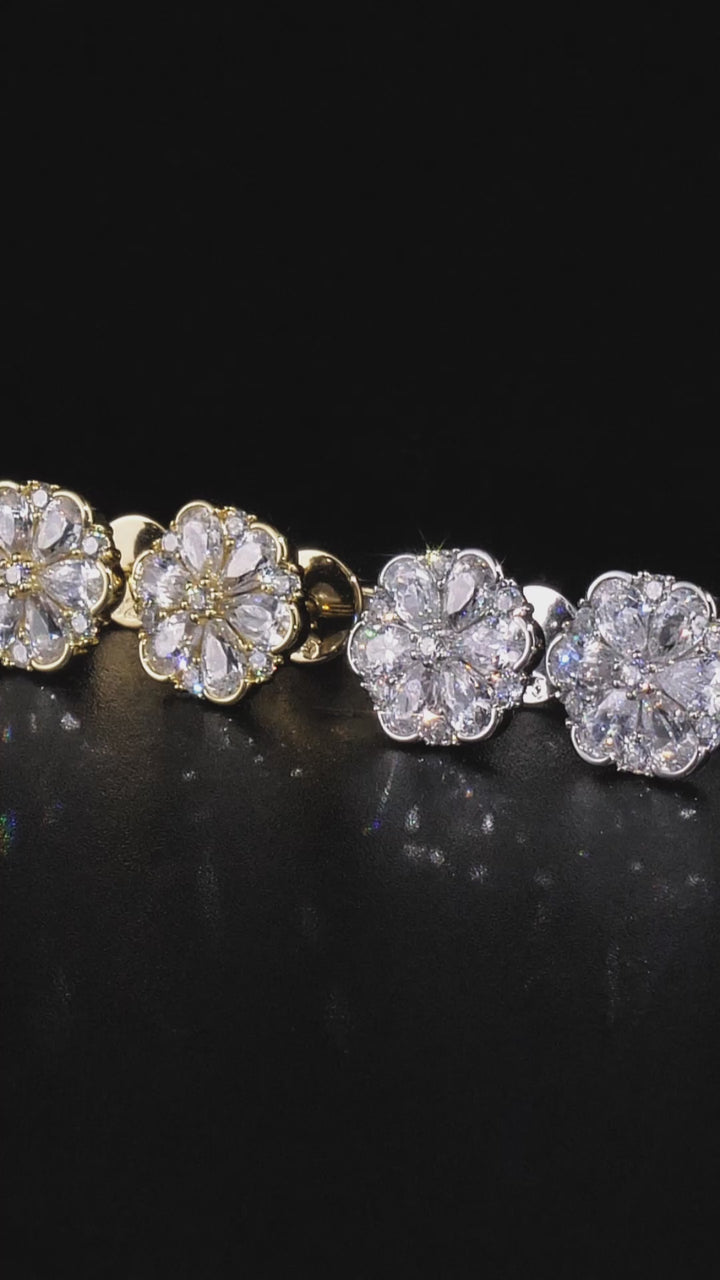 Pear Cut Moissanite Petal Cluster Stud Earrings