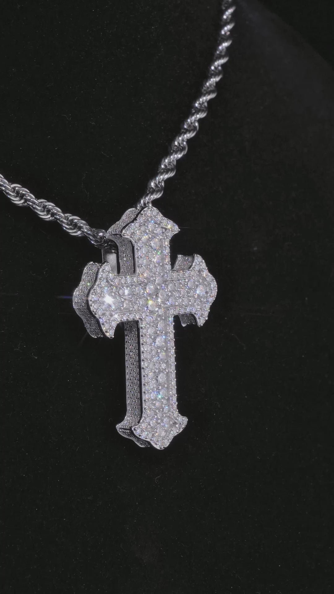 Mosaic Set Moissanite Cross Pendant