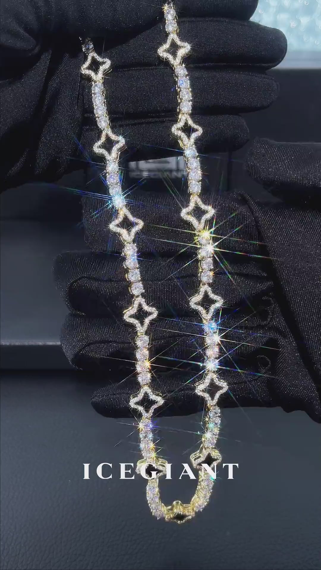 Black Agate Star Moissanite Tennis Chain