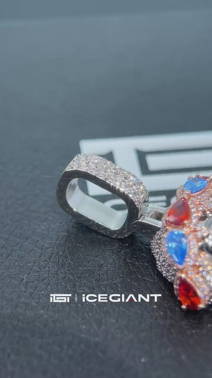 Silver Color Gem Crown Jesus Pendant