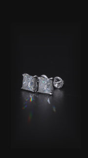 2CT Princess Cut Moissanite Stud Earrings