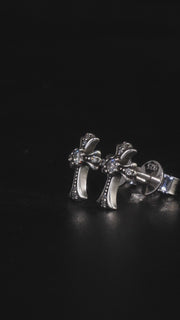 Moissanite Cross Fat Stud Earrings