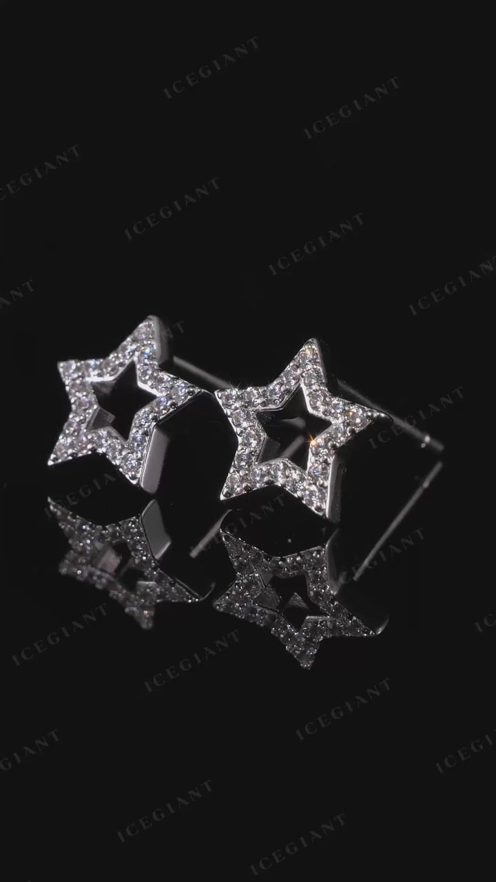 Moissanite Pavé Open Star Stud Earrings