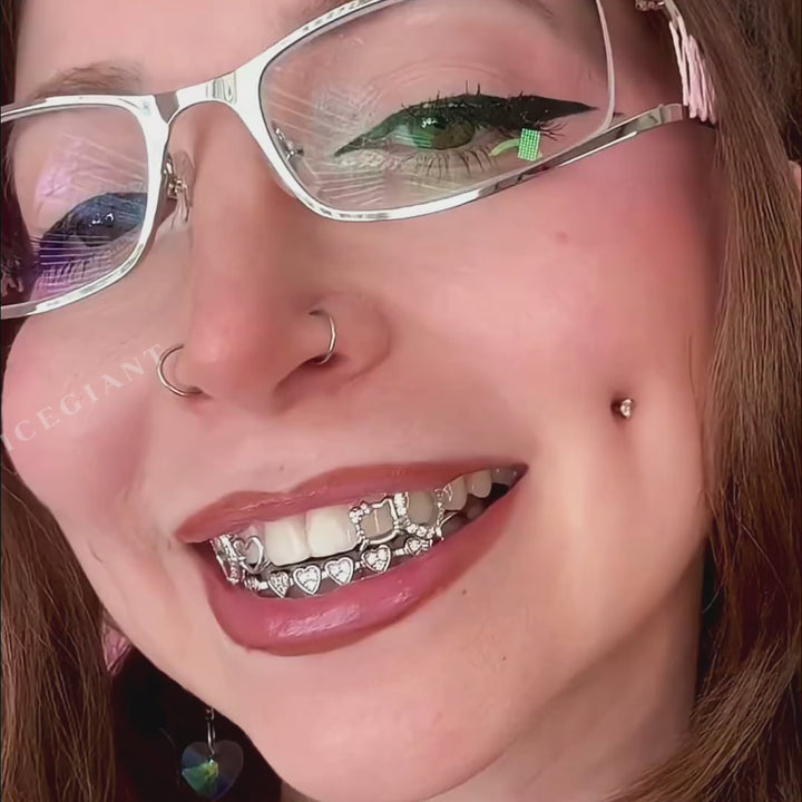 Pink Ribbon Kitty Aesthetic Grillz