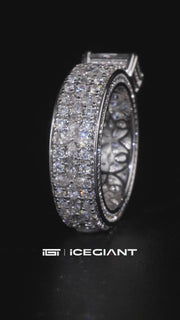 Radiant Solitaire Moissanite Triple Row Petal Eternity Ring