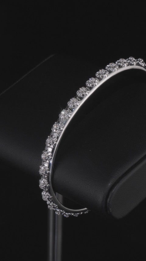 6mm Moissanite Catholic Cross Bangle Bracelet