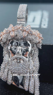 Marquise Gem Two Tone Moissanite Jesus Pendant