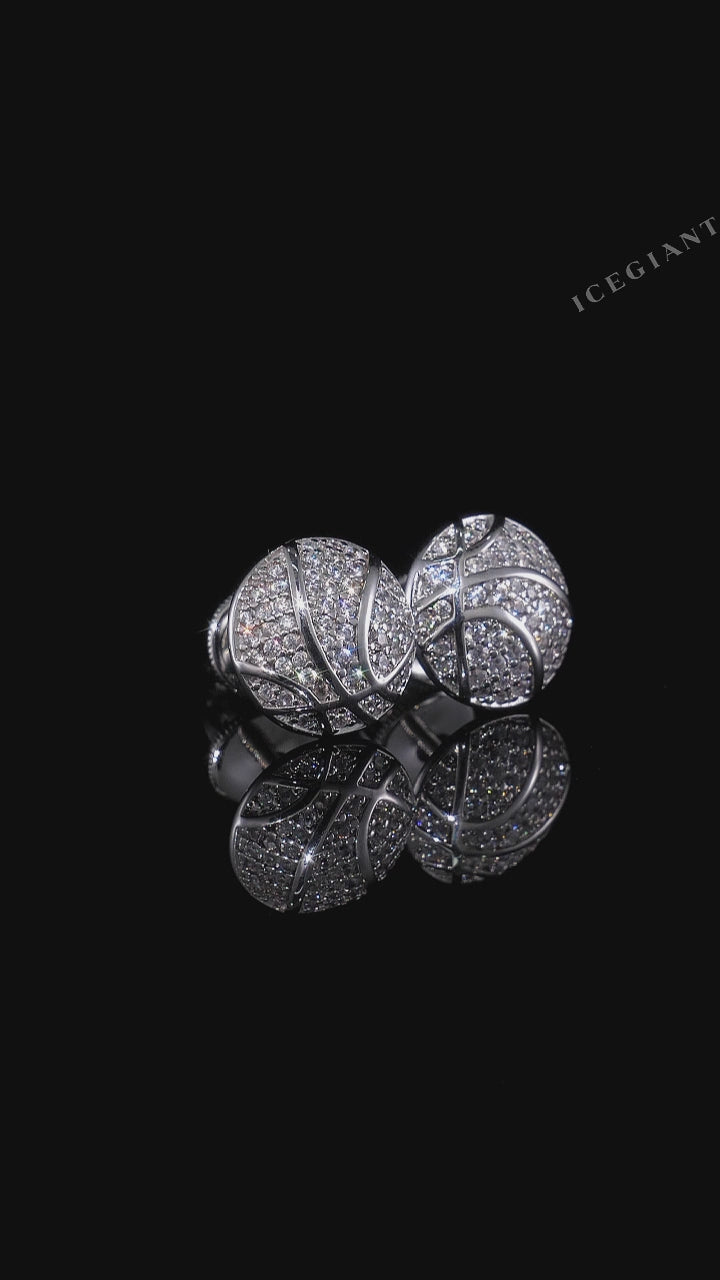 Basketball Moissanite Stud Earrings