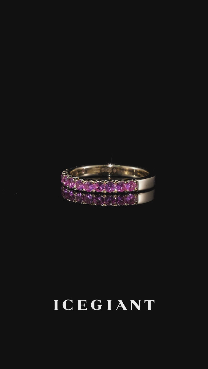 3mm Pink Gem Half Eternity Band Ring