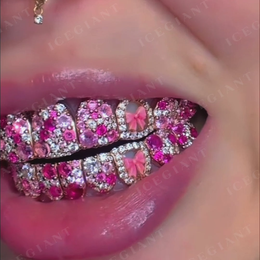 Pink Ribbon Mosaic Style Grillz