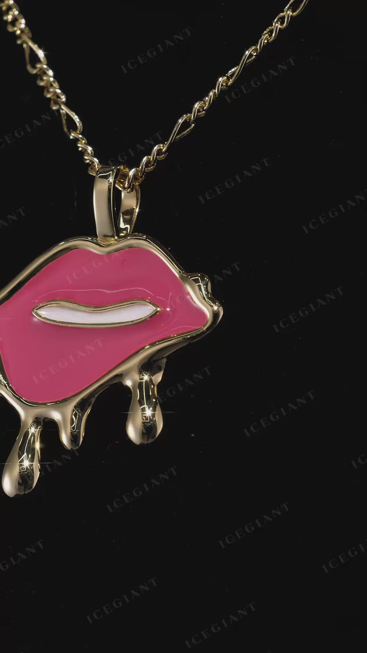 Fluid Enamel Lip Necklace
