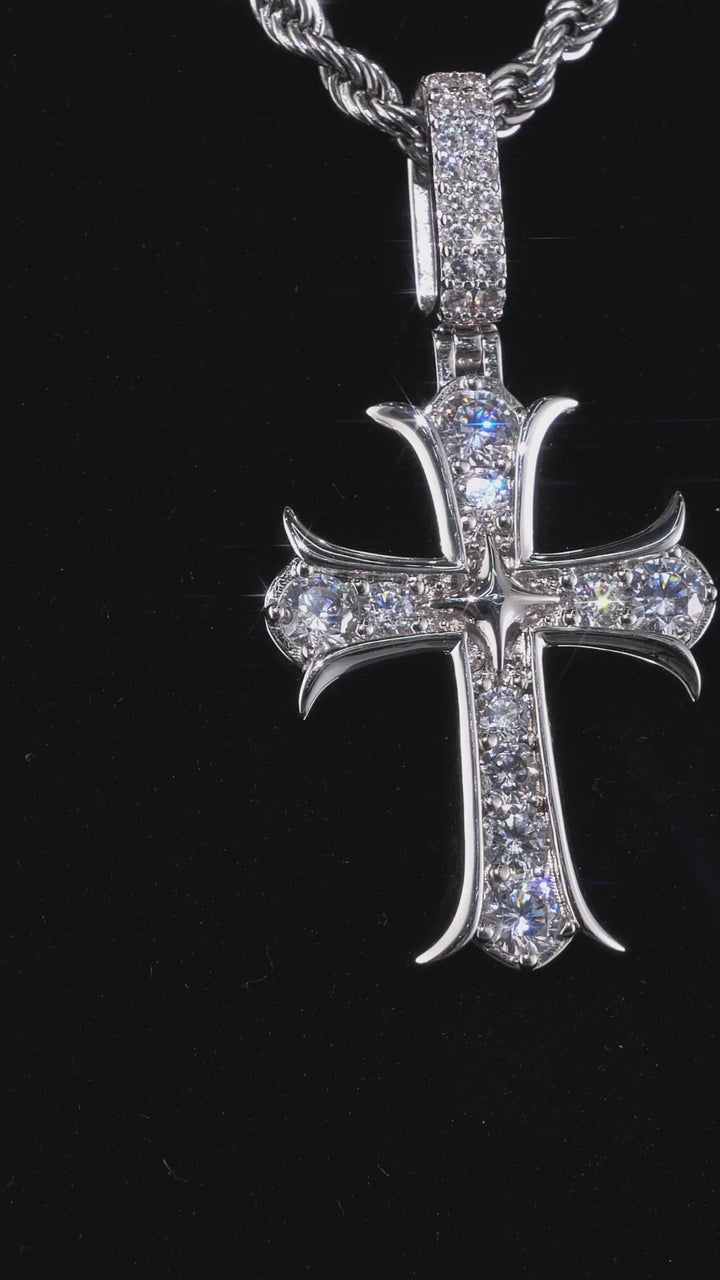 S925 Moissanite Fleur Cross Pendant