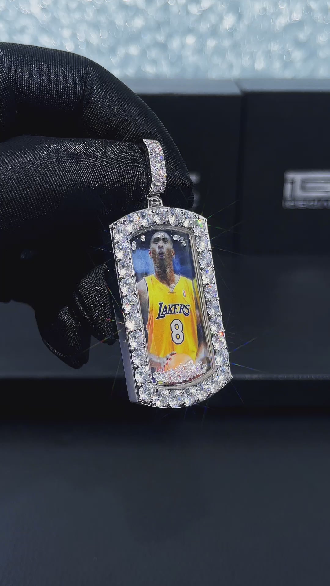 Moissanite Icy-Filled Rectangle Photo Pendant