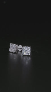 S925 Moissanite Square Cross Cluster Earrings