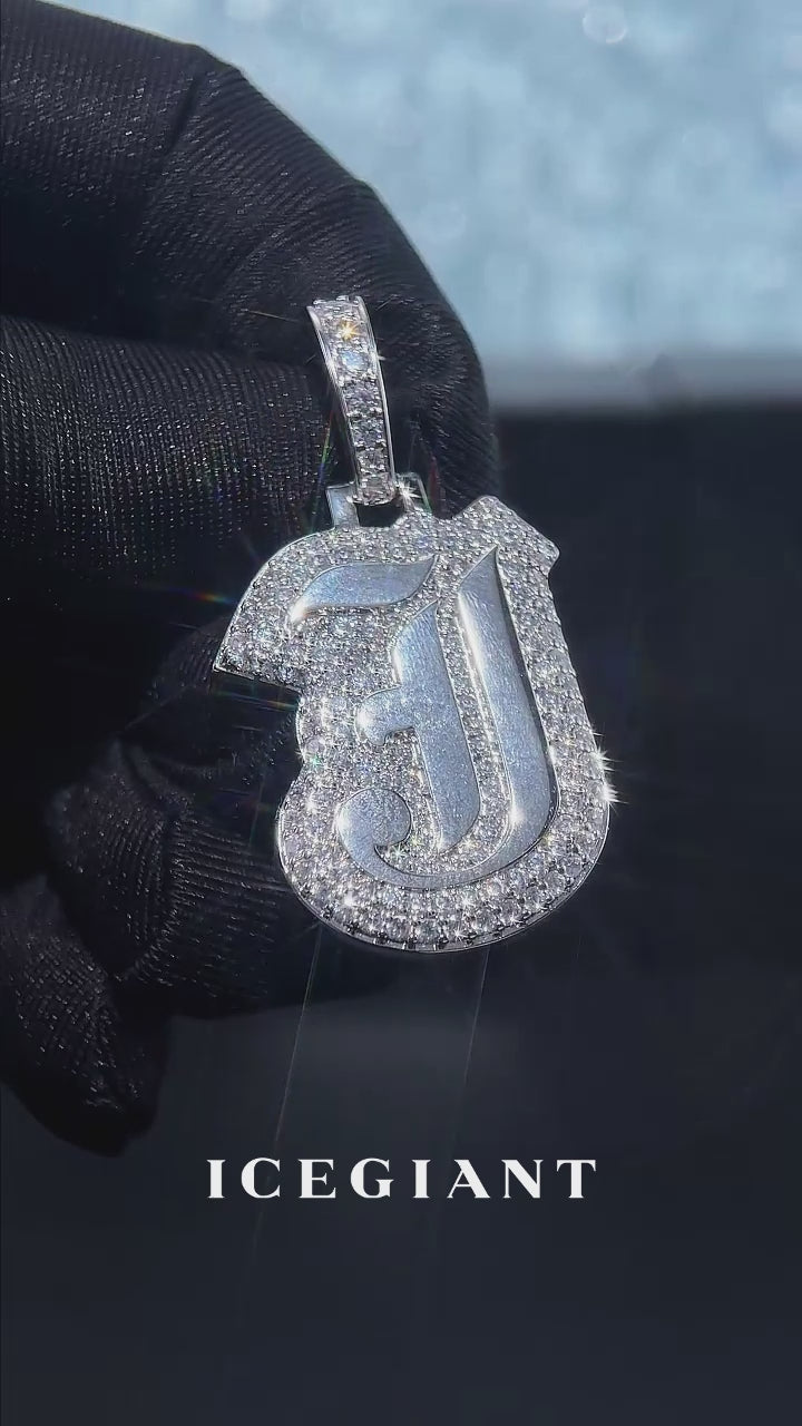 Iced Back Layer J Moissanite Pendant