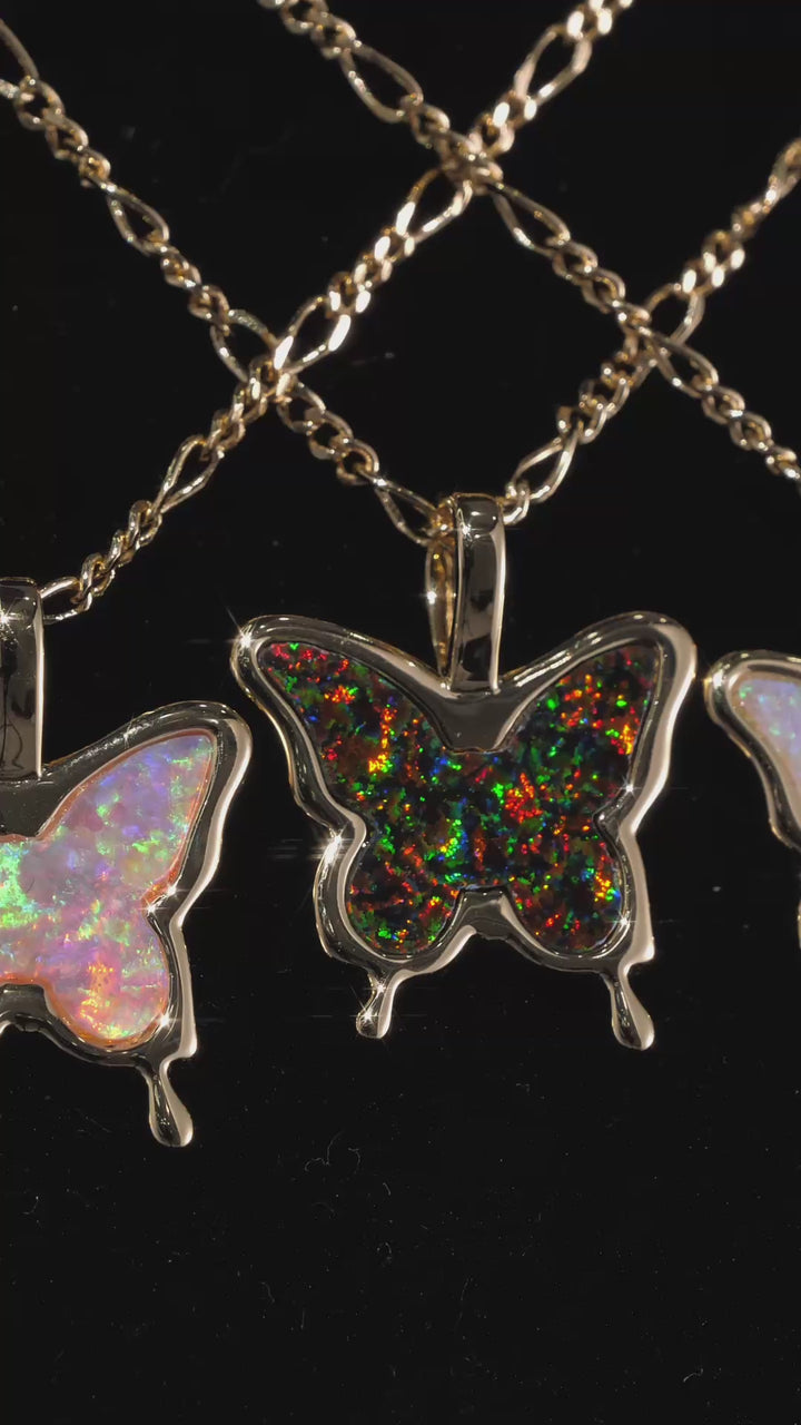 Colorful Opal Butterfly Necklace