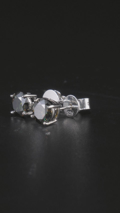 1CT Fancy Green Moissanite Stud Earrings