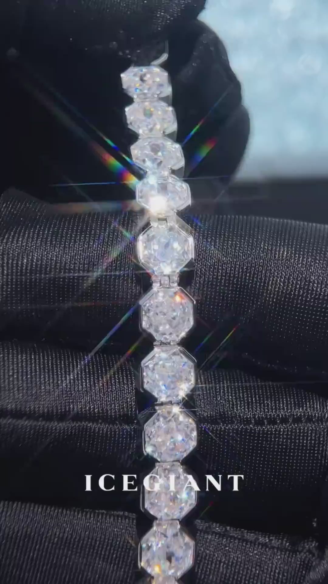 7mm Octagon Moissanite Geometric Tennis Bracelet