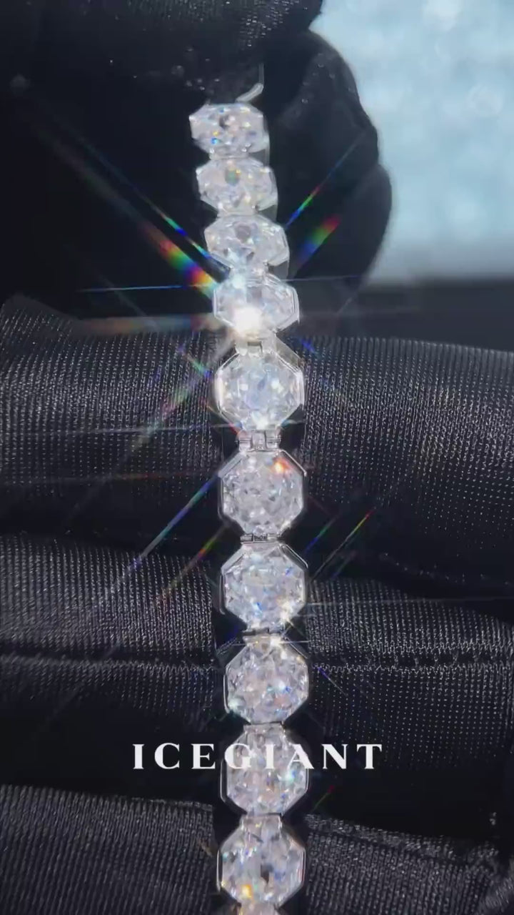 7mm Octagon Moissanite Geometric Tennis Bracelet