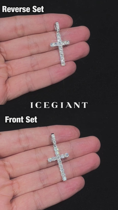2.1CTW Reverse Set Moissanite Cross Pendant