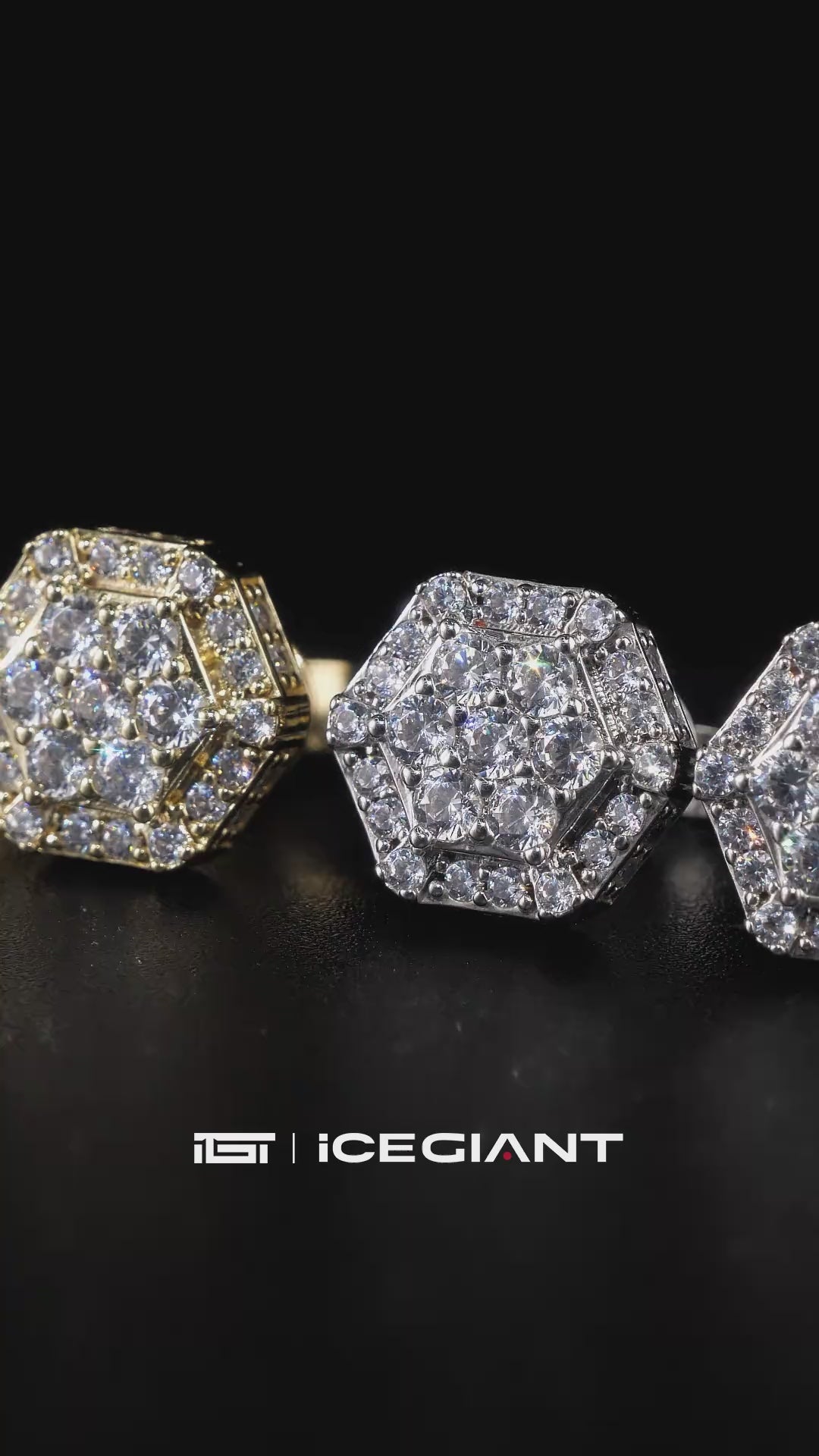 Moissanite Hextagon Shape Pave Cluster Stud Earrings