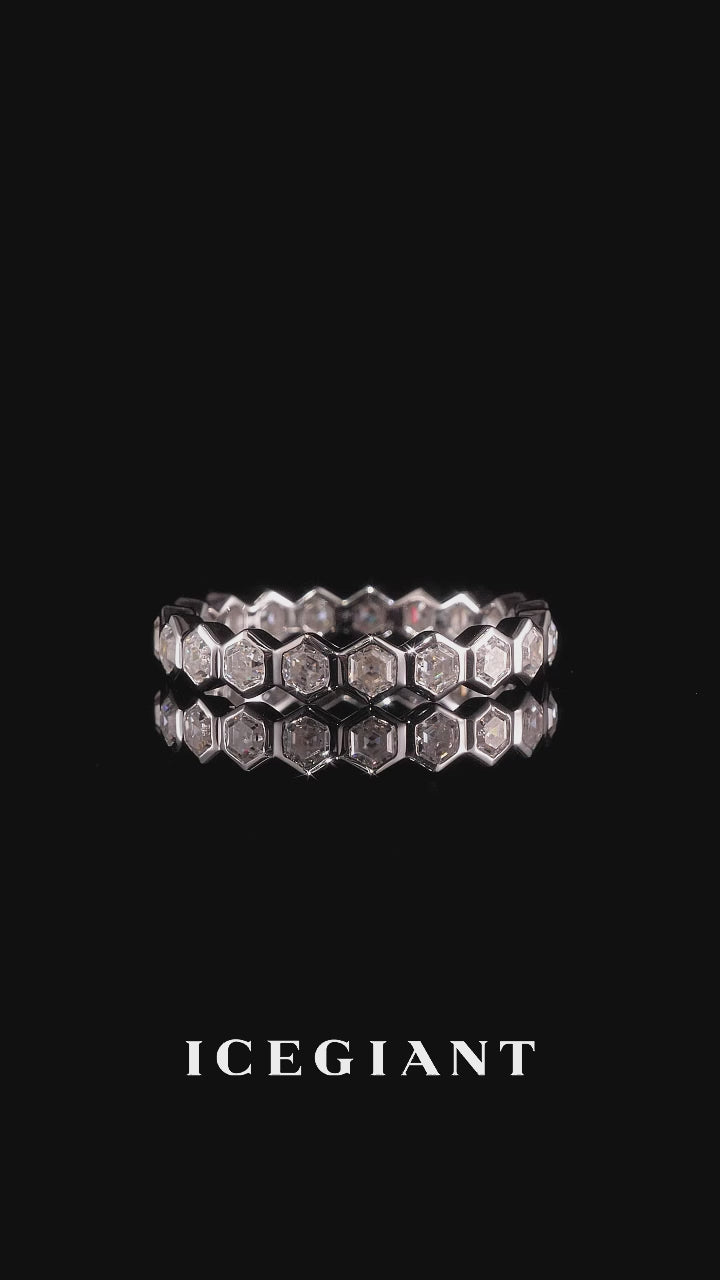 3MM Hexagonal Moissanite Eternity Ring