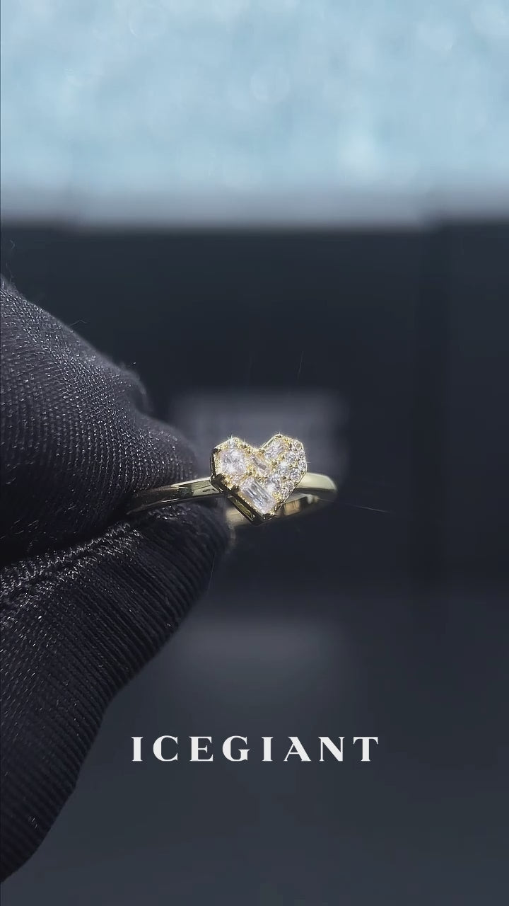 Multi-Cut Moissanite Heart Ice Engagement Ring