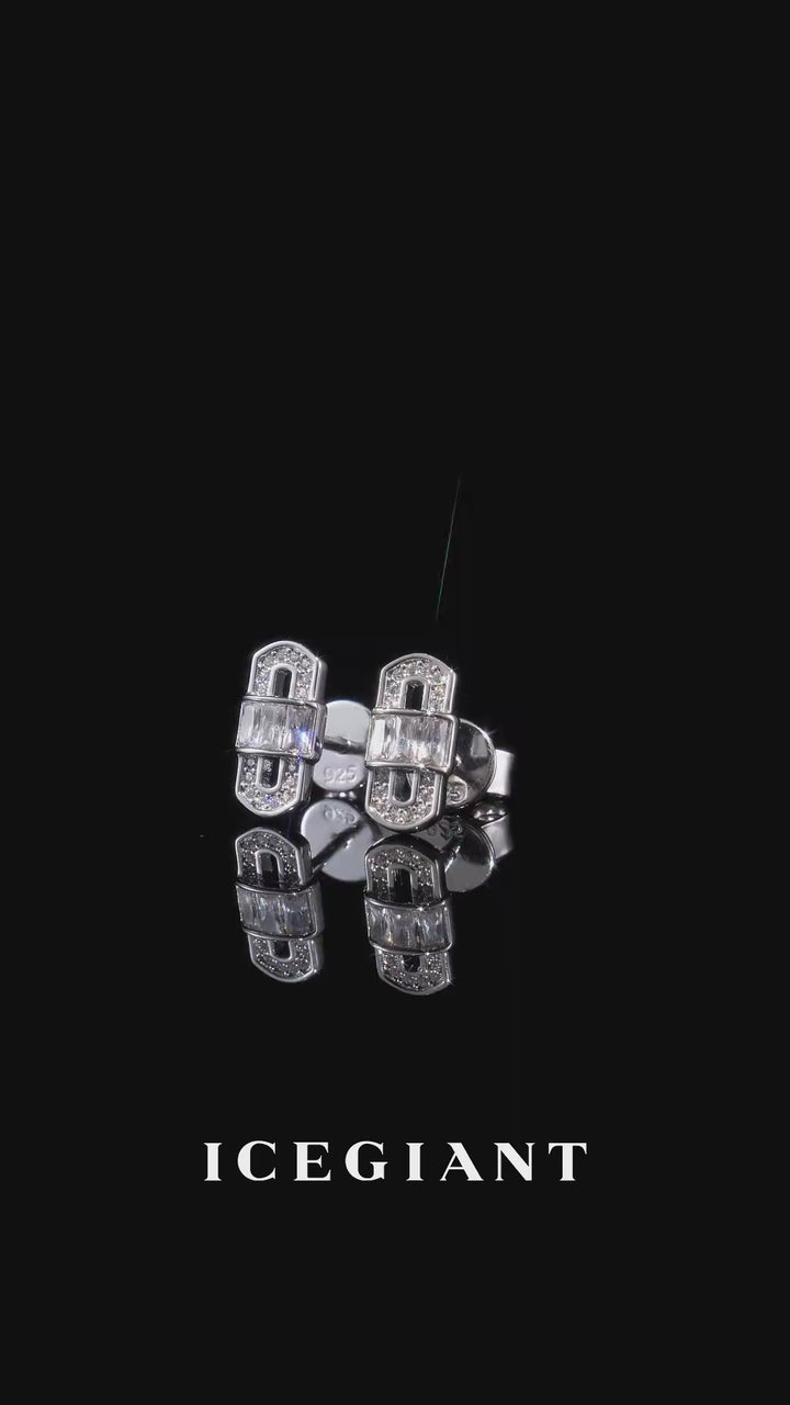 Baguette Pavé Hybrid Moissanite Stud Earrings