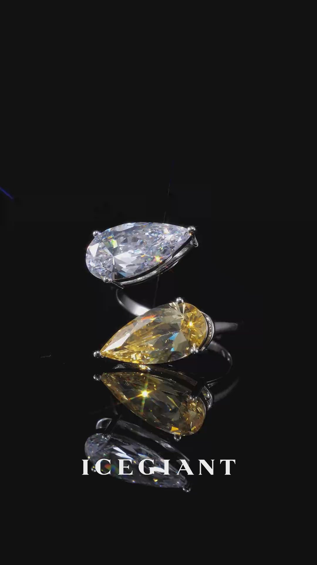 Dual Pear Moissanite Yellow Gem Open Ring