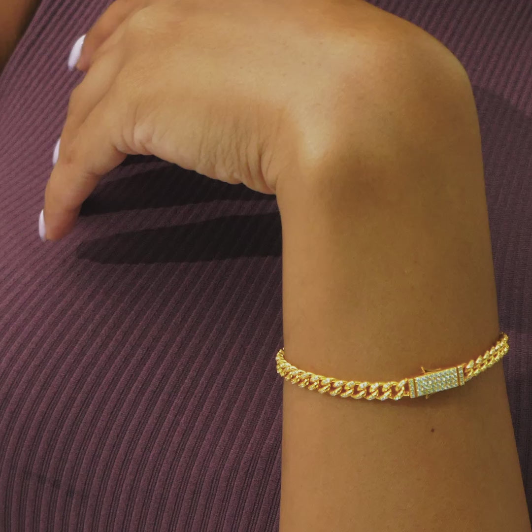925 Sterling Silver 5mm Moissanite Cuban Chain Or Bracelet