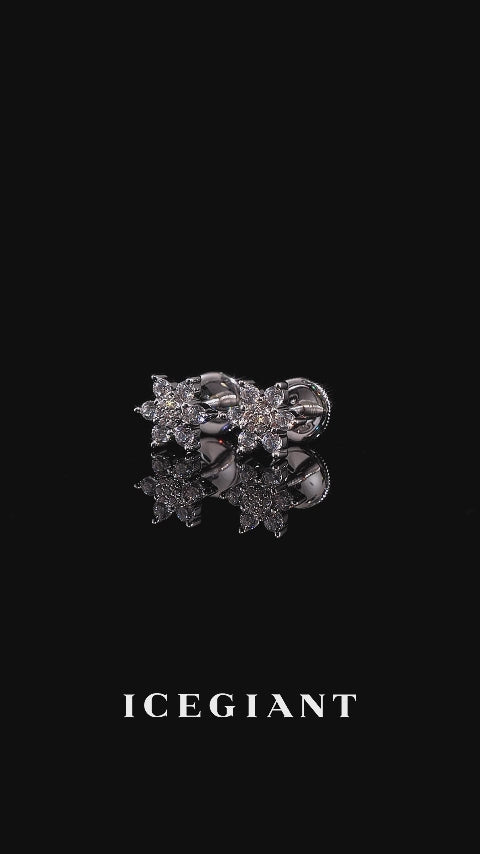 Lab Diamond Hex Starburst Cluster Stud Earrings