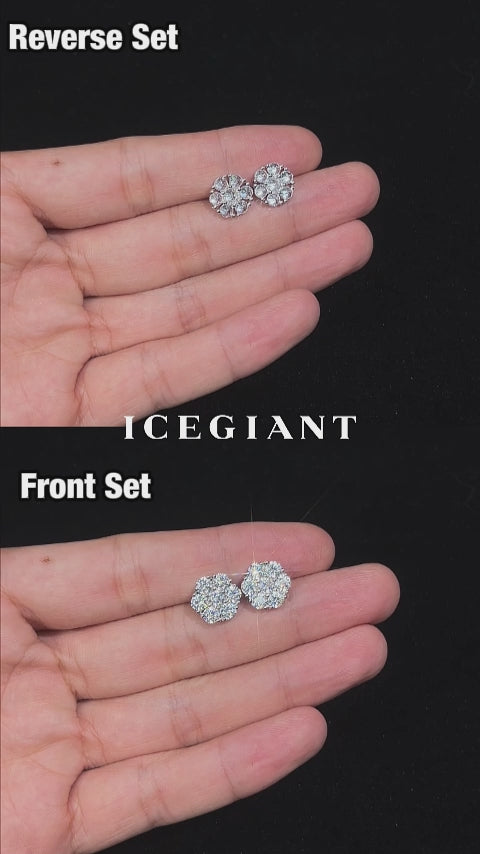Moissanite Reverse Set Spike Cluster Studs Earrings