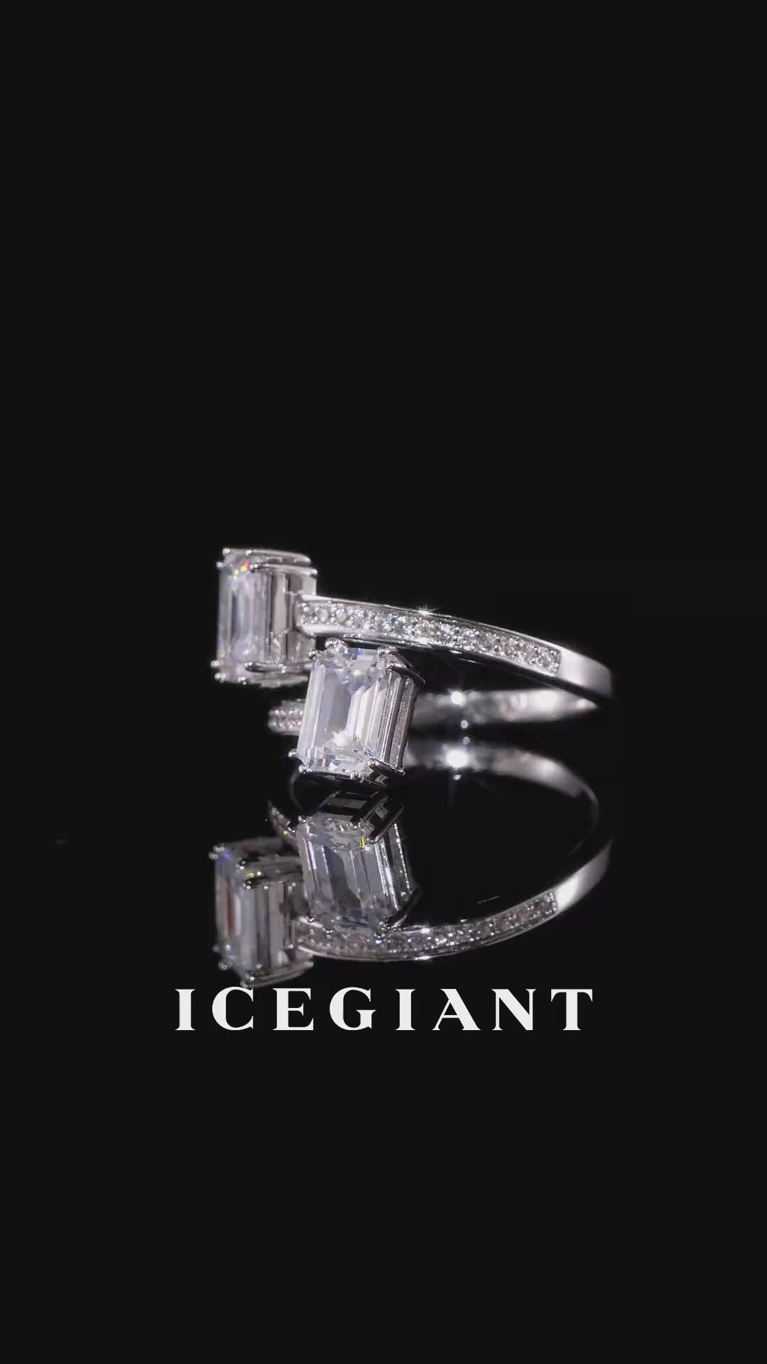 Emerald Cut Moissanite Toi et Moi Bypass Ring