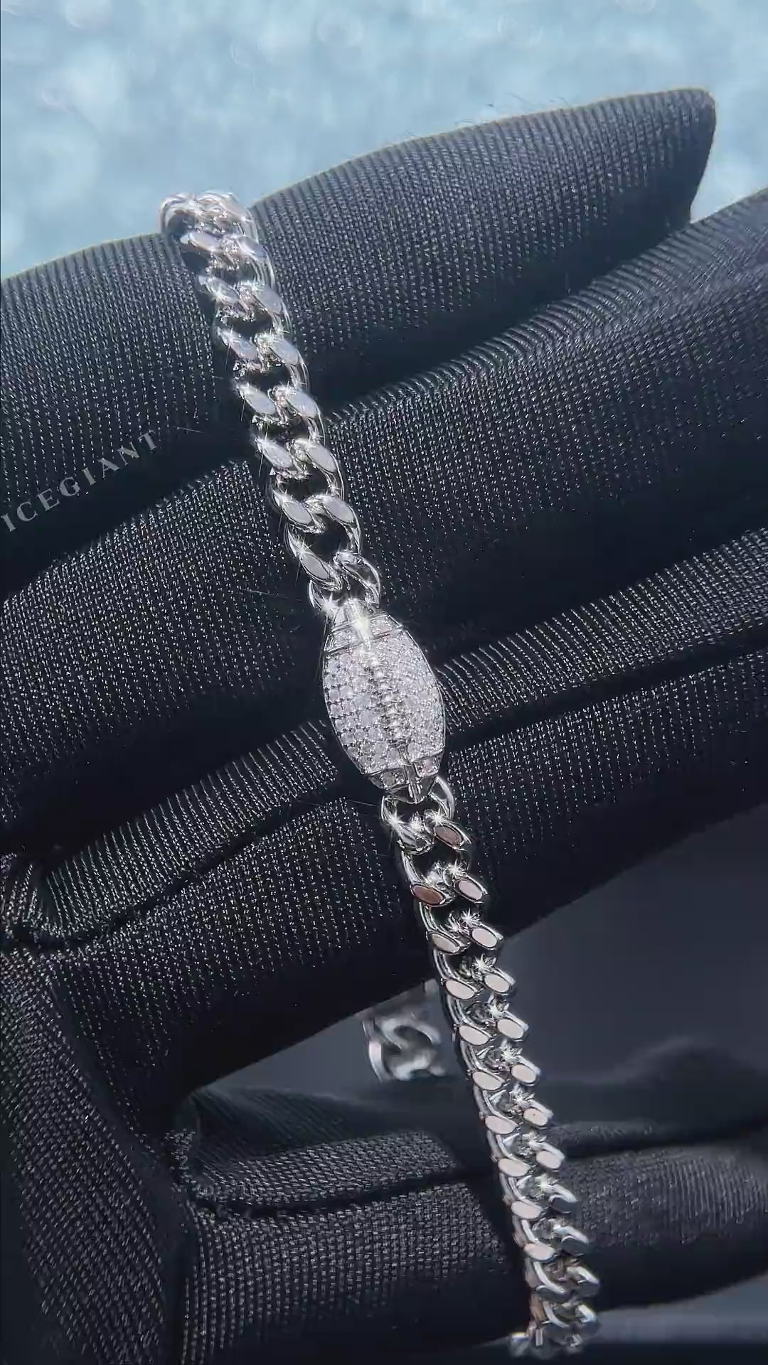 5MM Iced Football Cuban Link Bracelet
