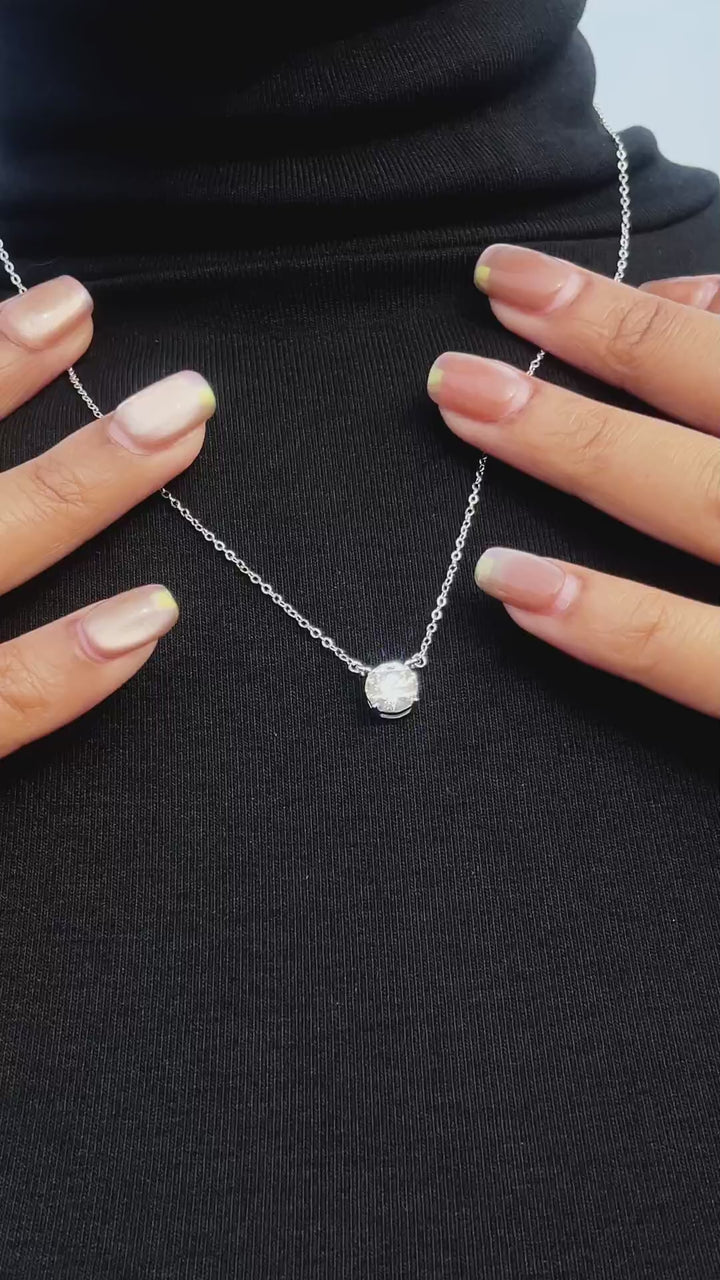 2ct Moissanite Solitaire Adjustable Necklace