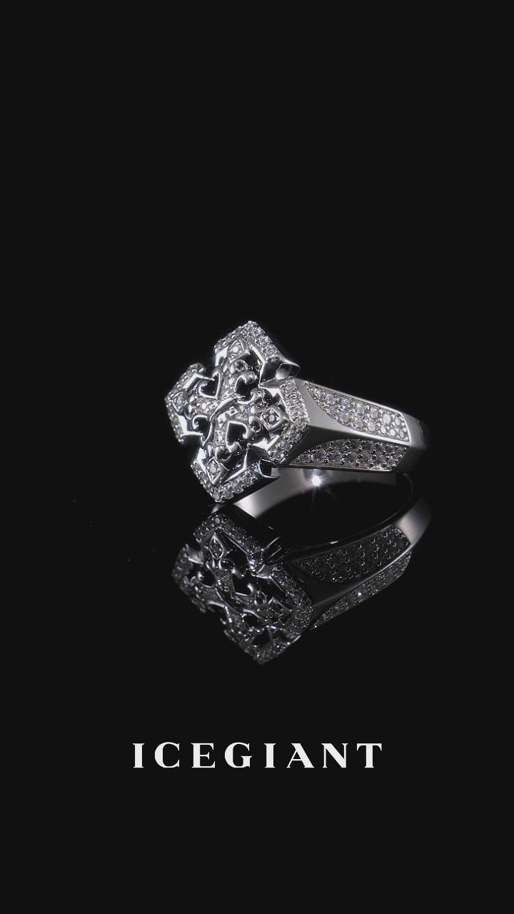 Moissanite Vintage Fleur De Lis Cross Statement Ring