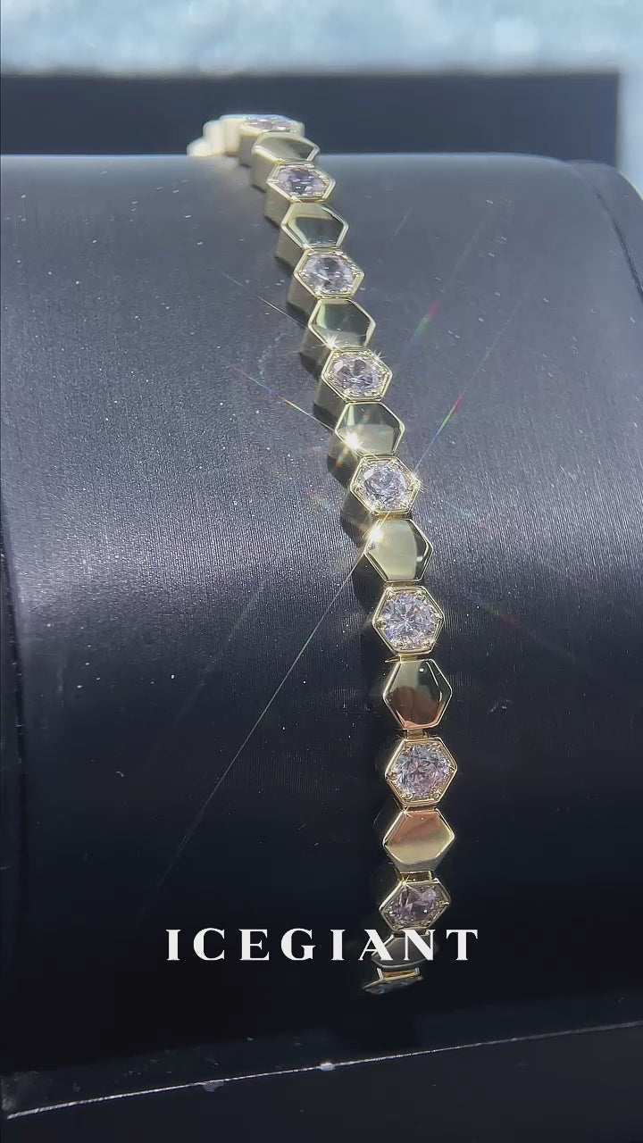 Hex Bezel White Moissanite Tennis Bracelet