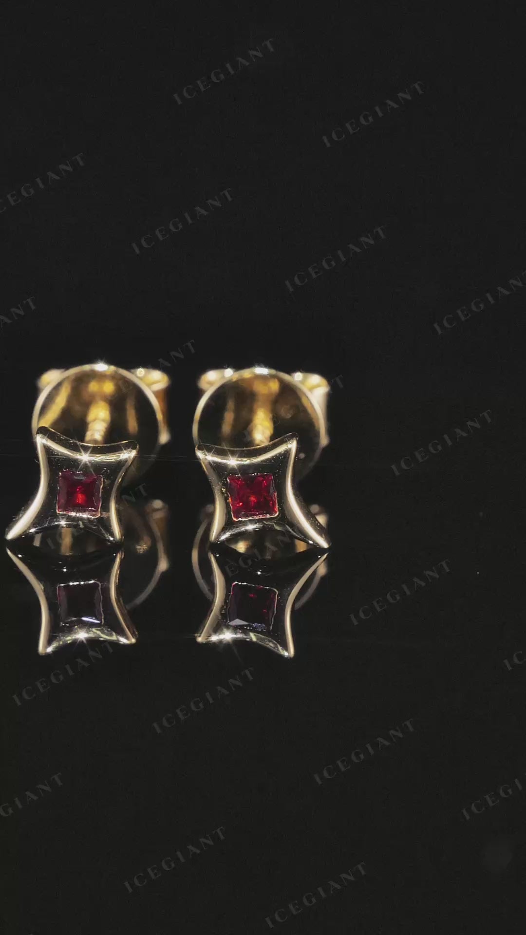 Ruby Star Stud Earrings