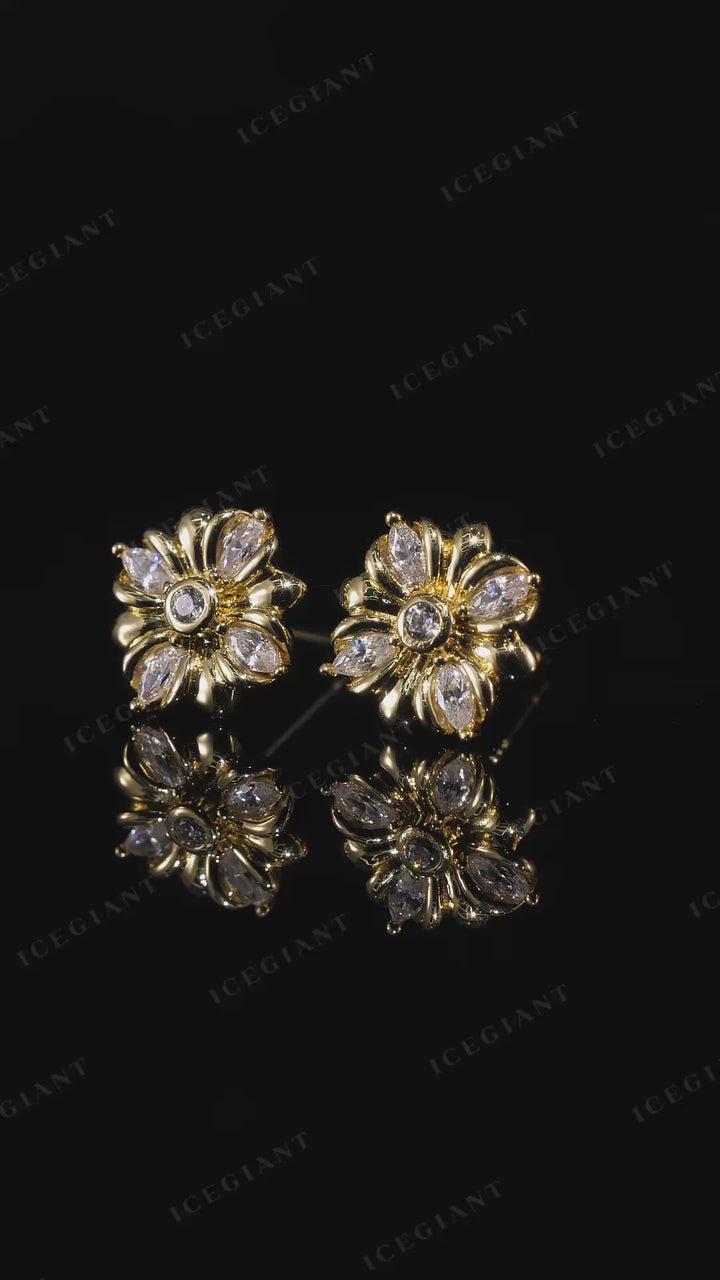 Marquise Moissanite Floral Earrings