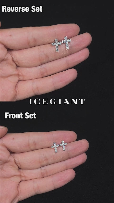 Moissanite Reverse Set Cross Stud Earrings