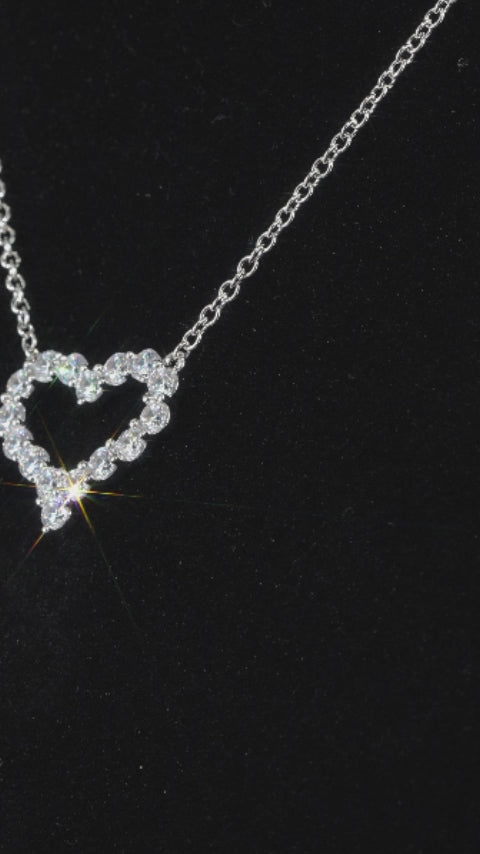 Moissanite Open Heart Adjustable Necklace