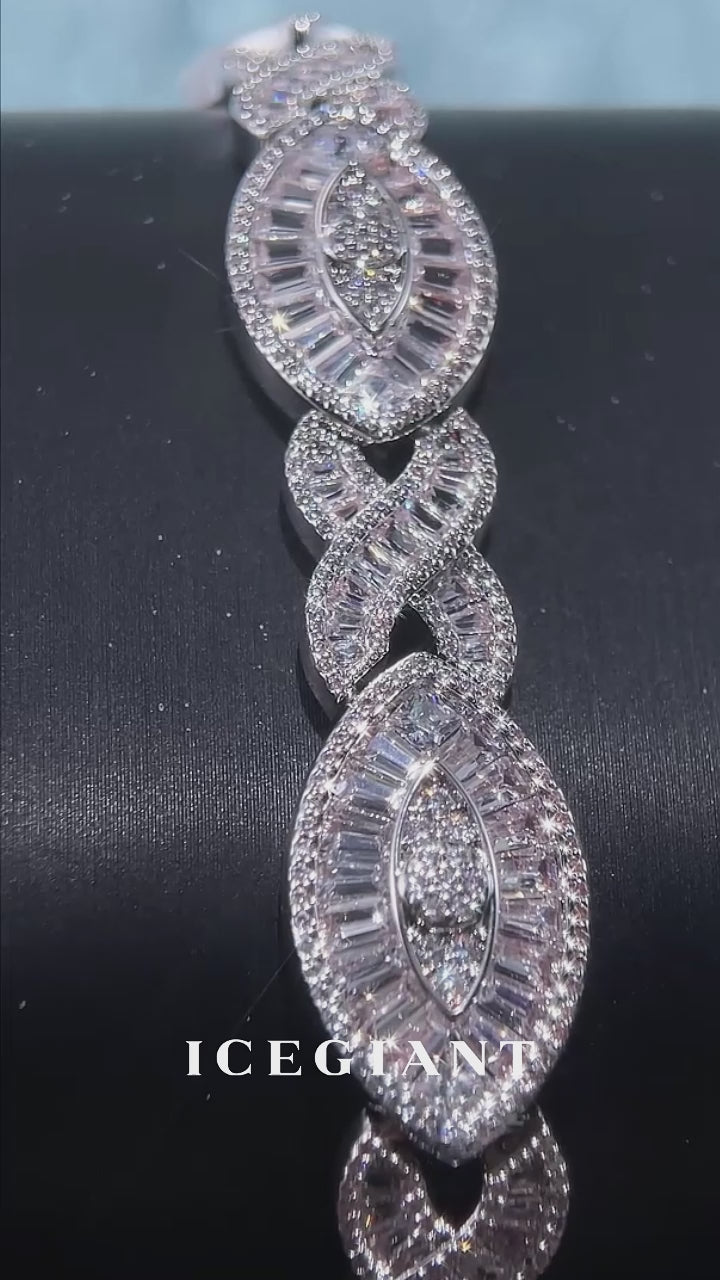 12MM Baguette Moissanite Evil Eye Infinity Link Bracelet