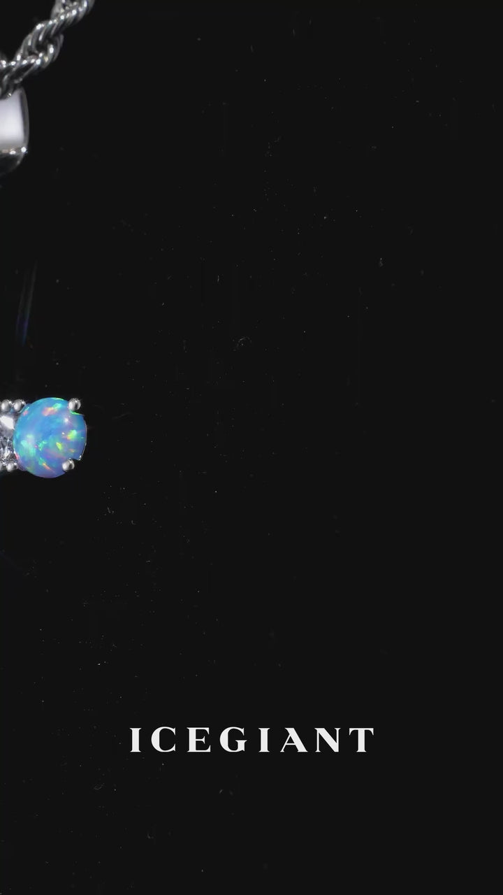 6mm Blue Opal & Moissanite Cross Pendant