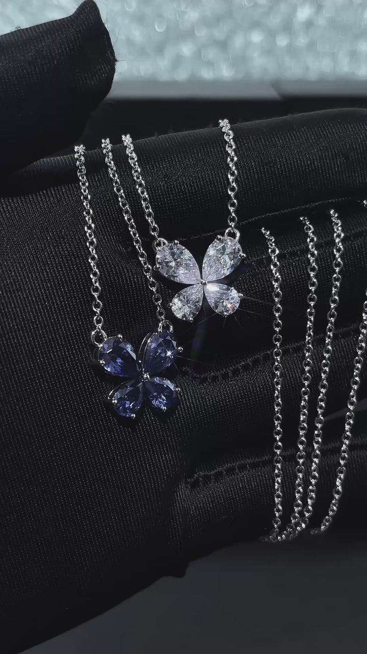 Pear Cut Moissanite Butterfly Necklace