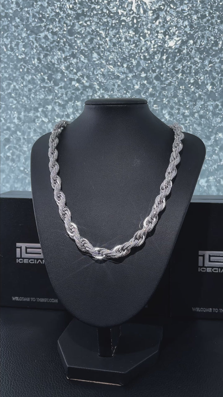 8MM Iced Out Moissanite Rope Chain