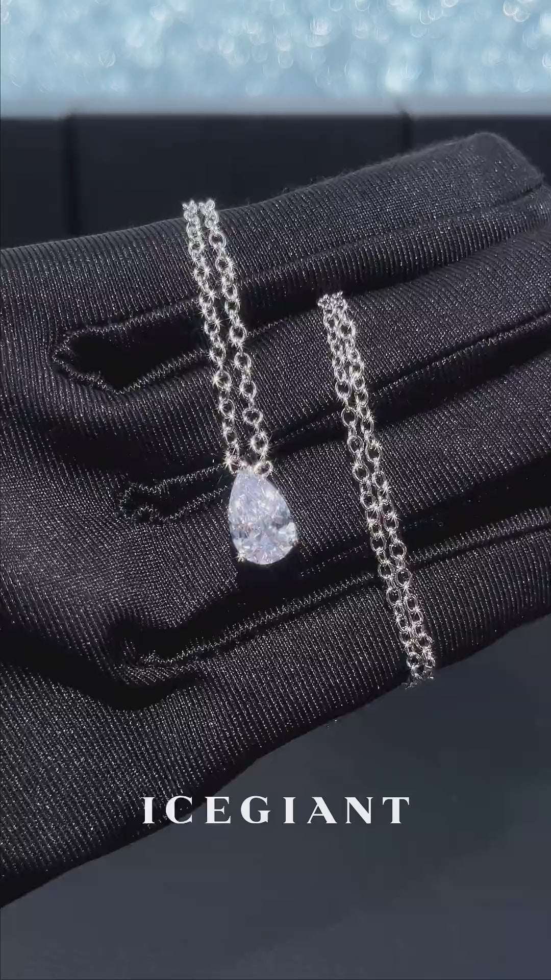 3CT Solitaire Pear Cut Moissanite Adjustable Necklace